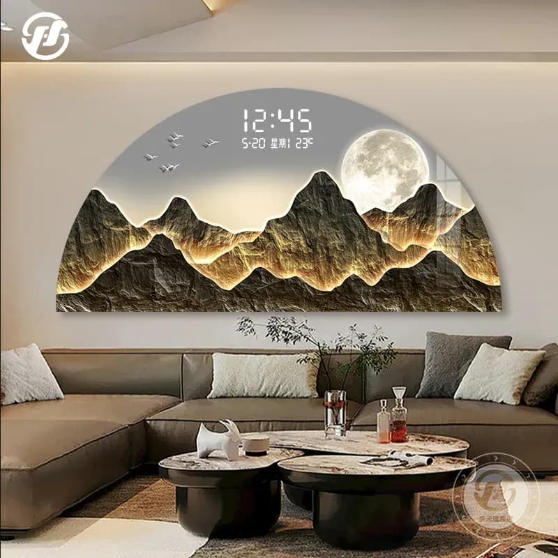 מנורת קיר נוף יוקרתית עם תאורת לד ופסל הרים