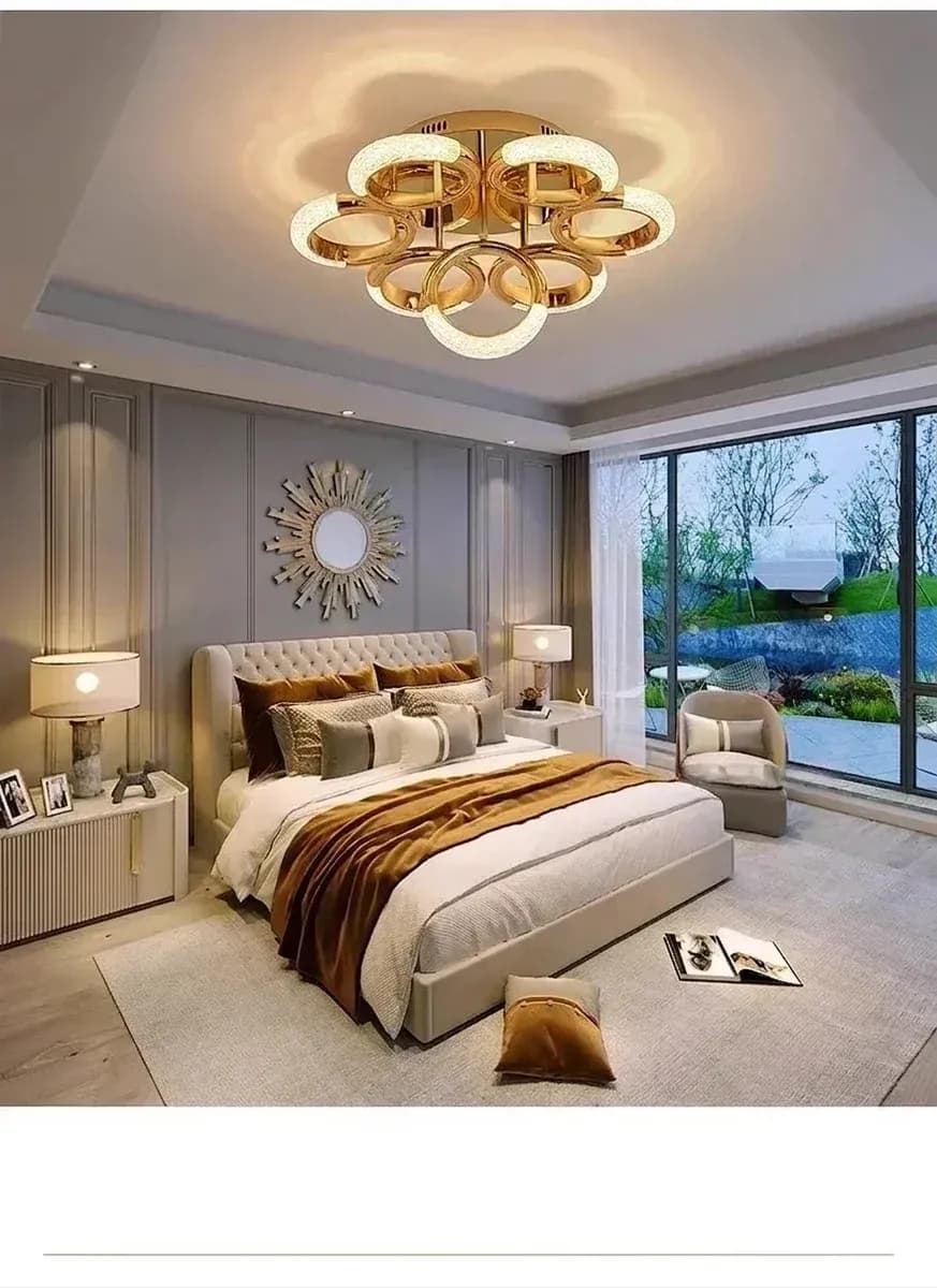 נברשת טבעות זהב מודרנית נקייה