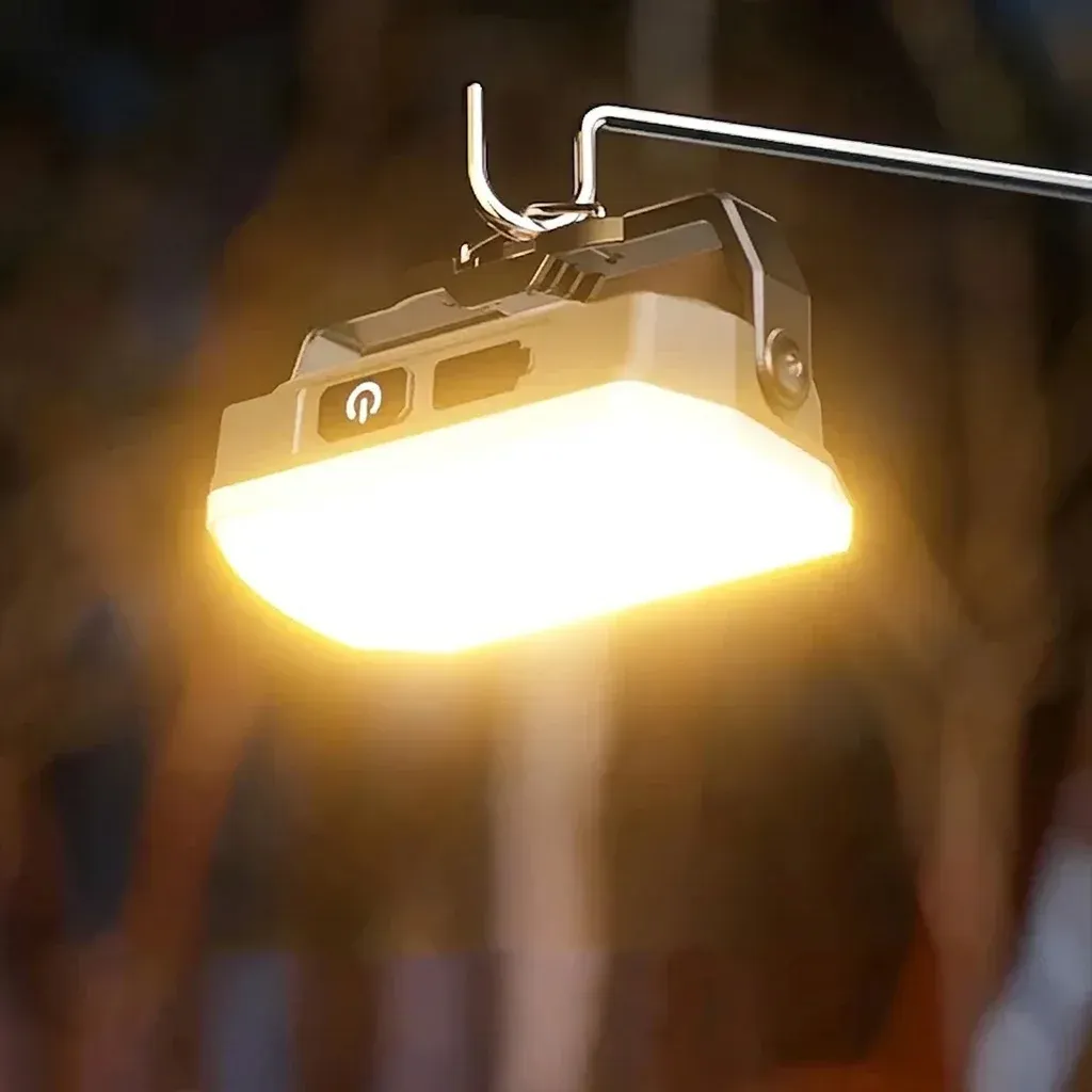 פנס קמפינג נטען אפור עם מגנט