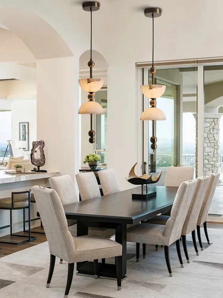 נברשת שיש ונחושת דו כיוונית בסגנון אר דקו