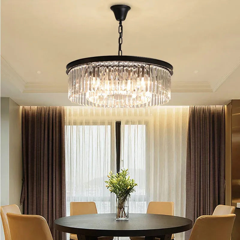 נברשת קריסטל עגולה מוזהבת לתקרה