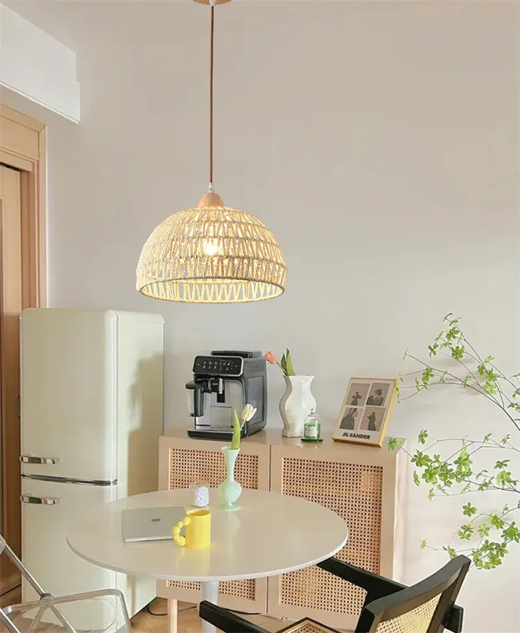 מנורה תלויה ראטן קלועה בסגנון בוהו