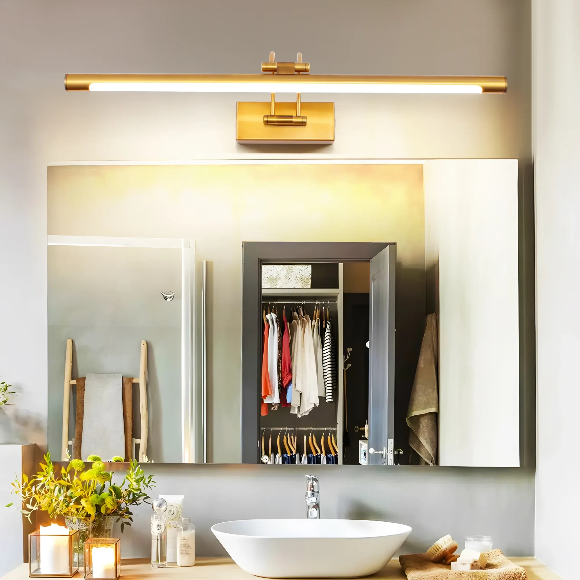 מנורת קיר מראה לד מתכווננת עם מגע