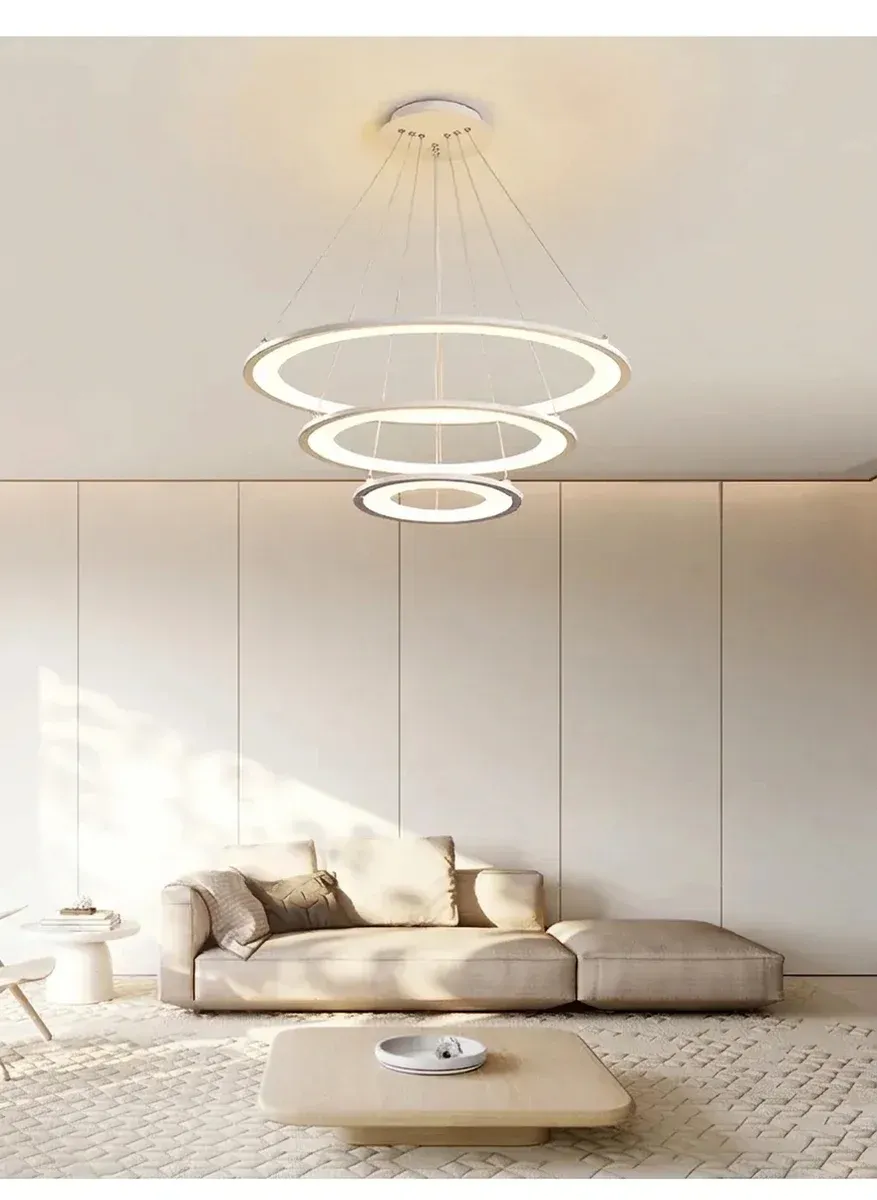 מנורת תלייה לד מודרנית תלת ראשית לבנה