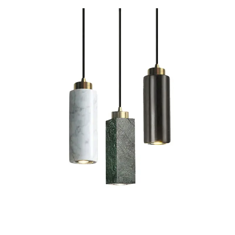 מנורה תלויה שיש טבעי קומפקטית בגוון ירוק