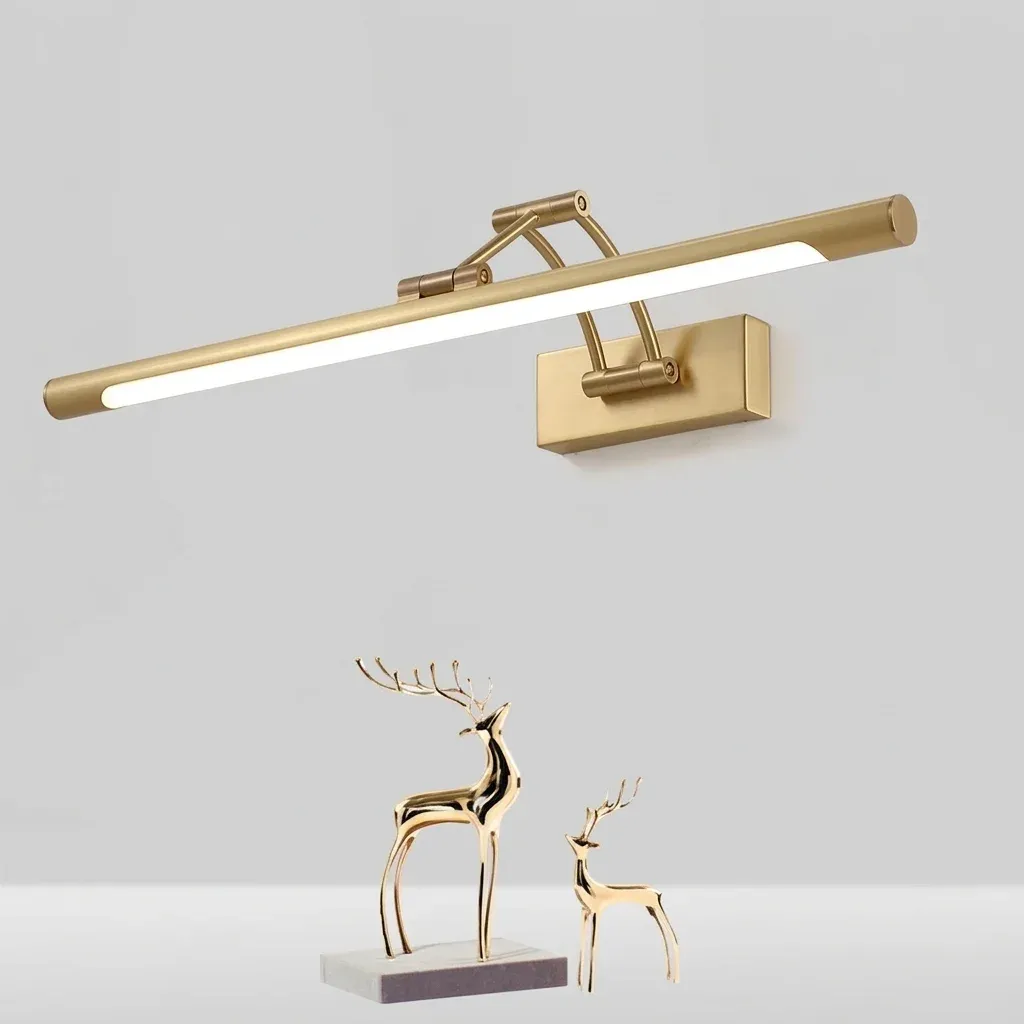 מנורת קיר מראה מוזהבת לאמבטיה