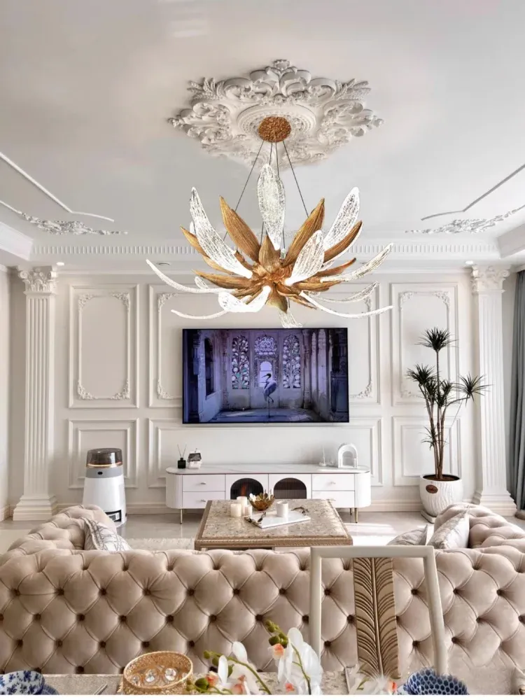 נברשת תלויה צרפתית יוקרתית מזכוכית ומתכת