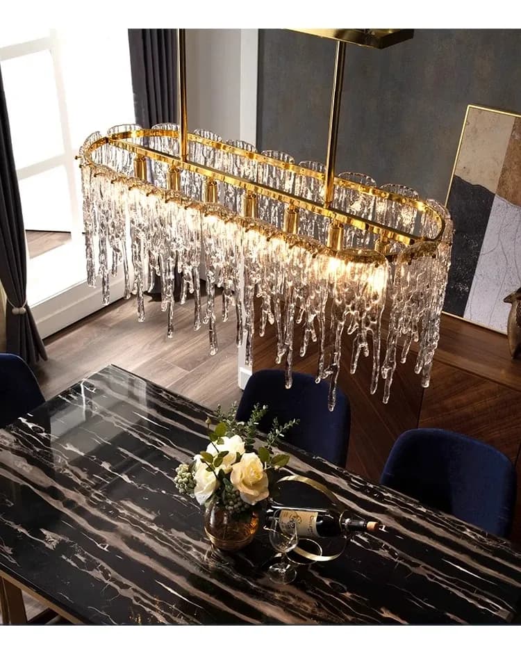 נברשת נחושת מלבנית בסגנון יוקרתי מודרני