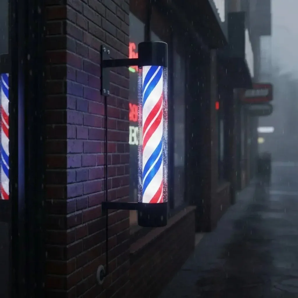 עמוד ספרה מואר מסתובב על קיר