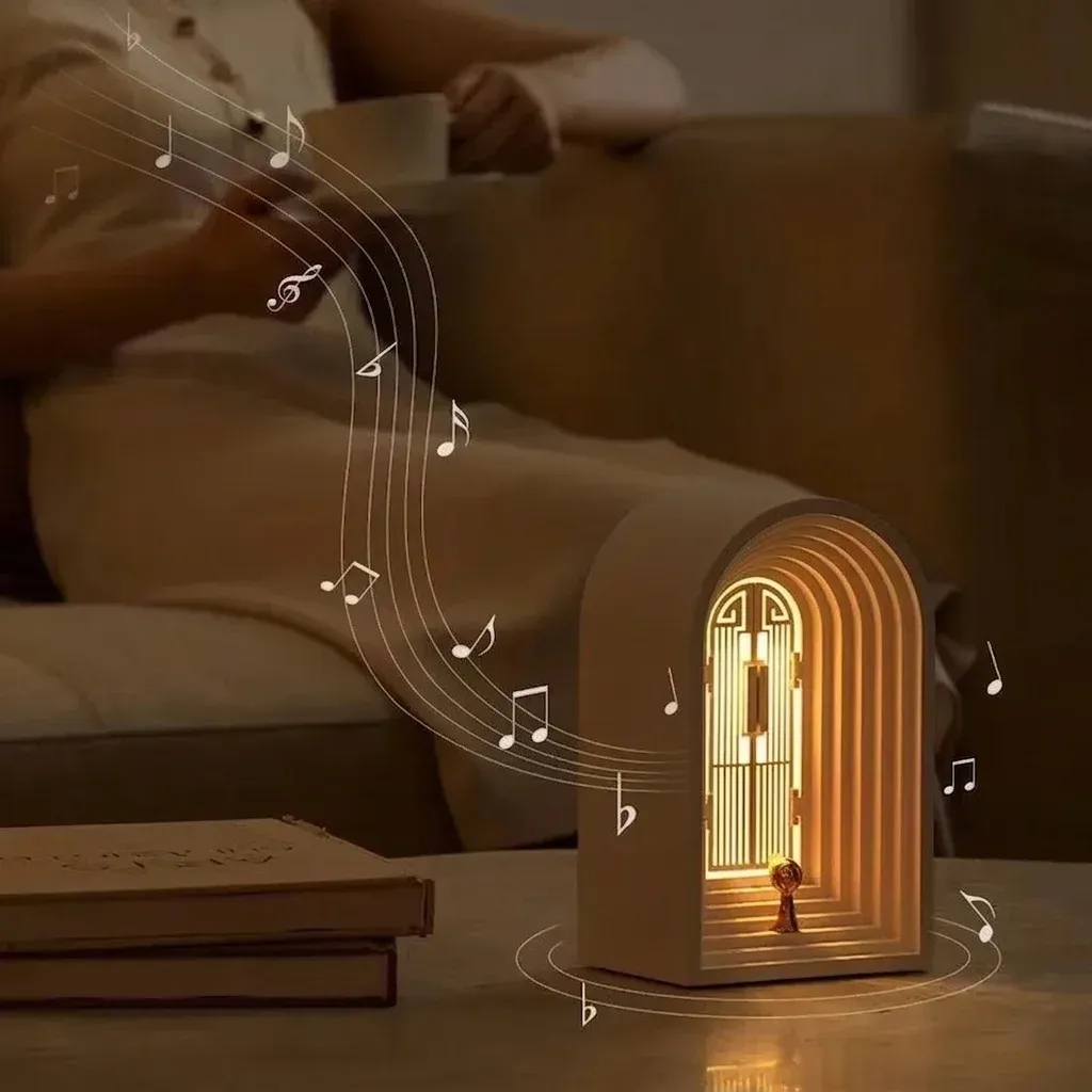 מנורת שולחן לד נטענת עם רמקול