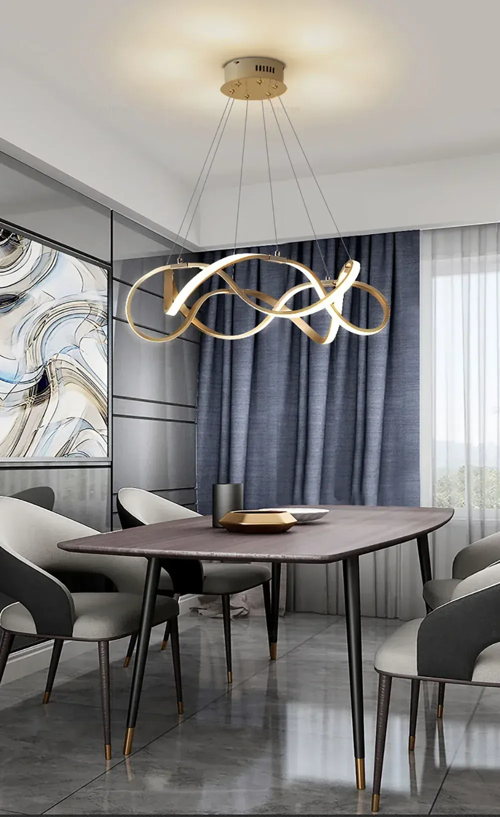 נברשת לד תלויה בגימור זהב מודרני