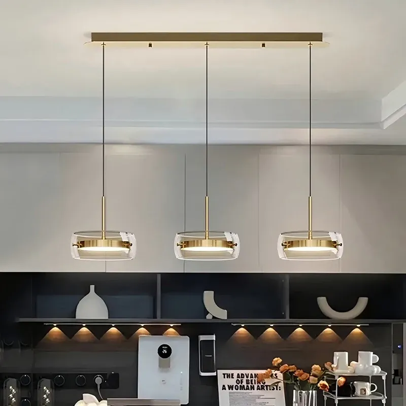 מנורה תלויה זכוכית אבן מודרנית עם עמעום ושלט