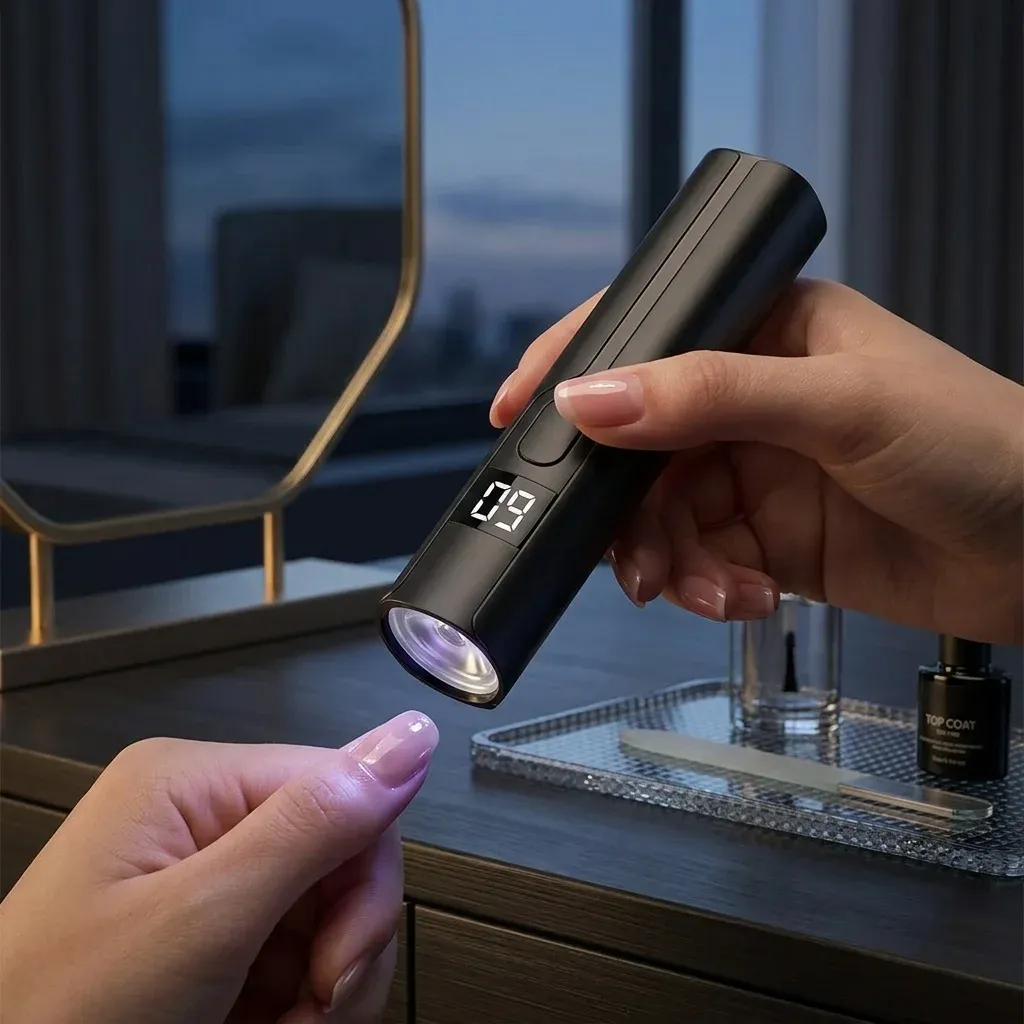 מנורת לד קומפקטית ללק ג׳ל בשימוש