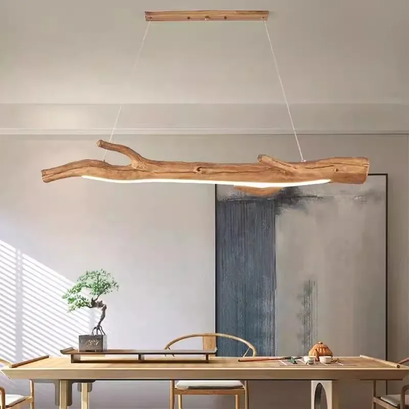 מנורה תלויה ענפי שרף וינטג׳ עם עמעום ושלט