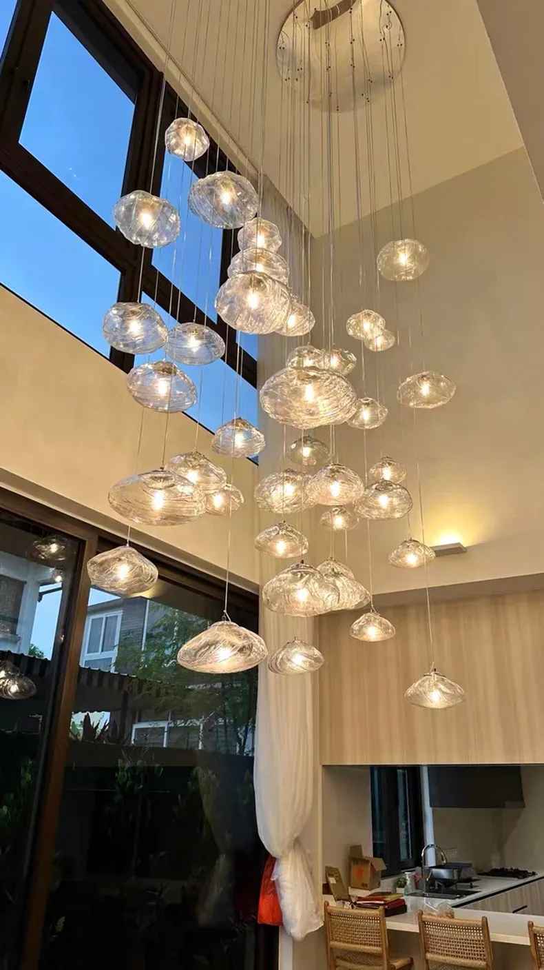 נברשת זכוכית מודרנית רב ראשית עם עמעום