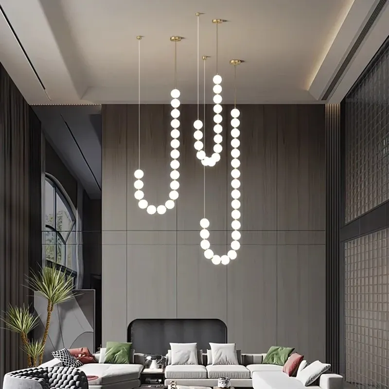 נברשת לד מודרנית רב ראשית עם עמעום ושלט