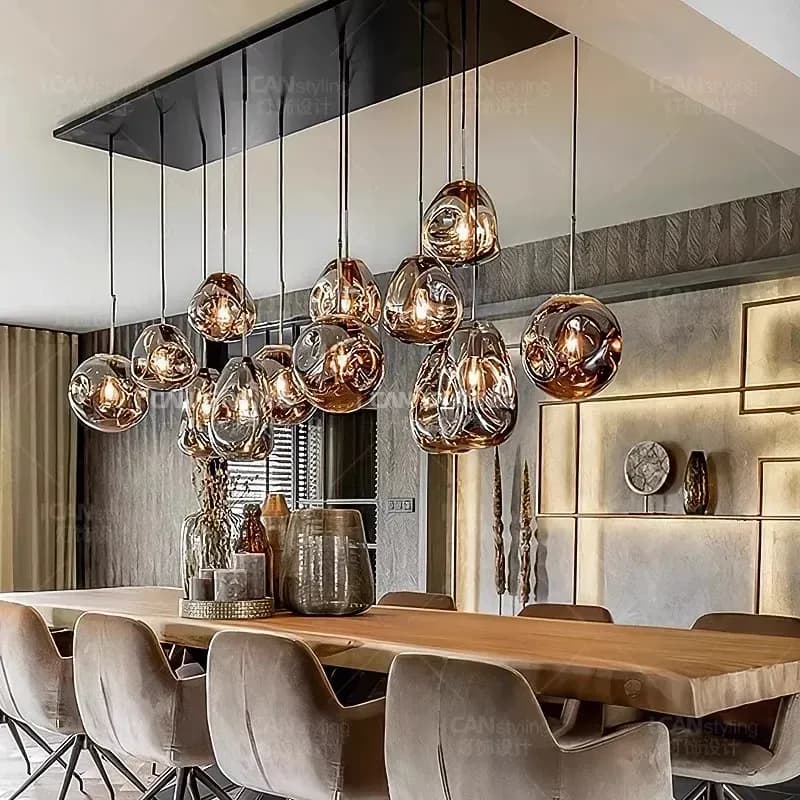 מנורה תלויה זכוכית מודרנית רב ראשית לחלל מרכזי