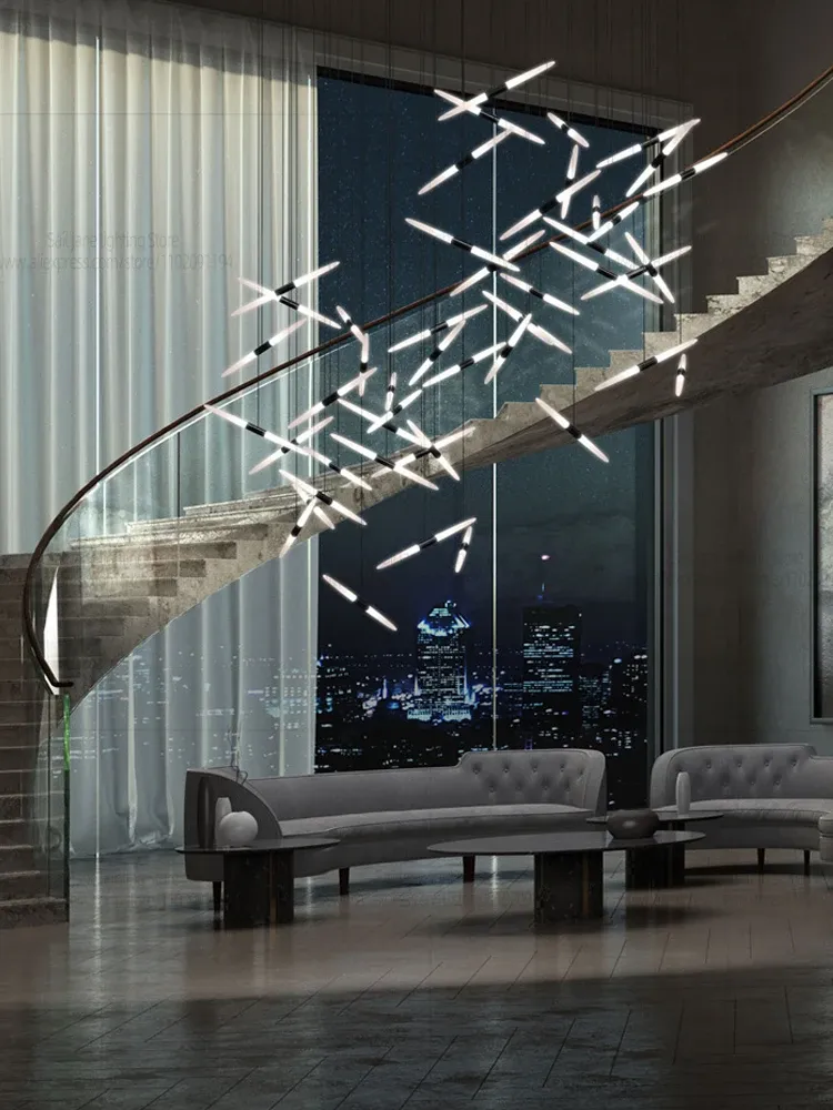 נברשת לד מודרנית רב ראשית לחדר אוכל ולמדרגות