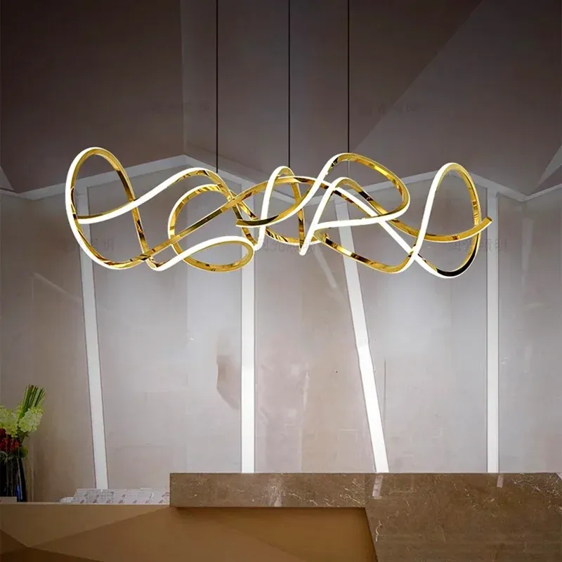 נברשת תלייה מודרנית מפלדת אל חלד עם עמעום ושלט