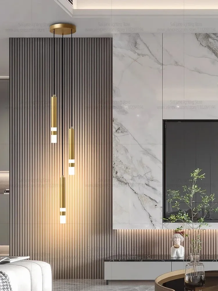 נברשת לד מודולרית מוזהבת לחללים גבוהים