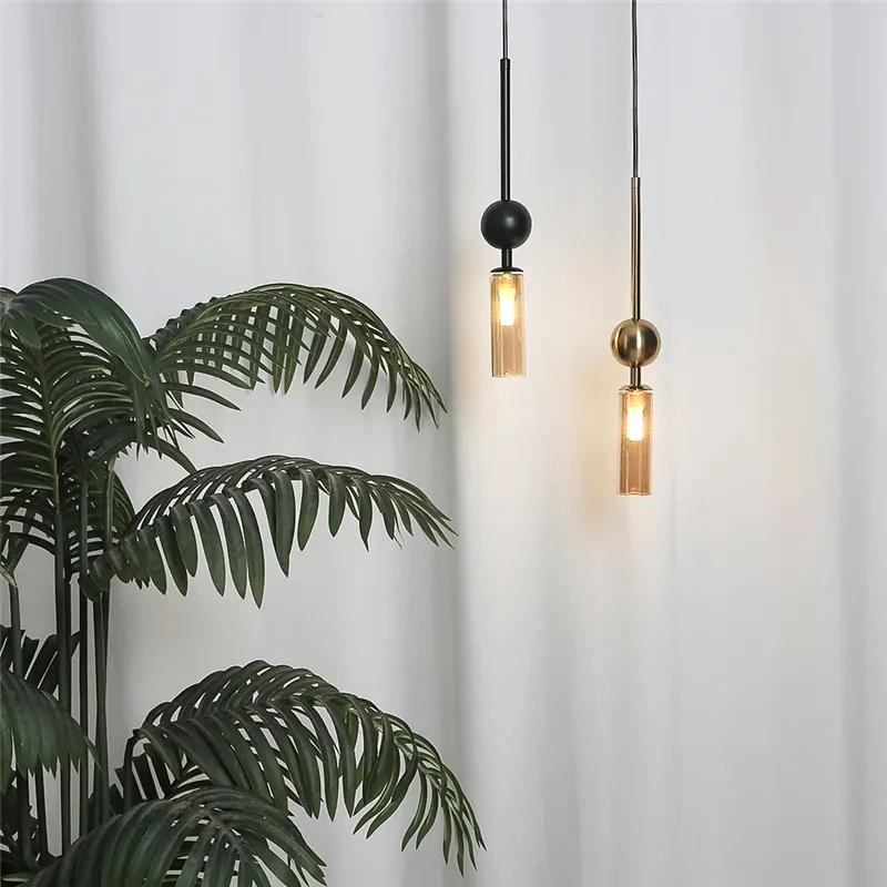 מנורה תלויה מתכת נורדית בזהב ושחור עם נורת לד