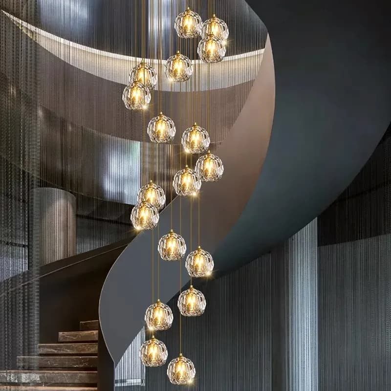 נברשת קריסטל רב שכבתית למדרגות ולסלון