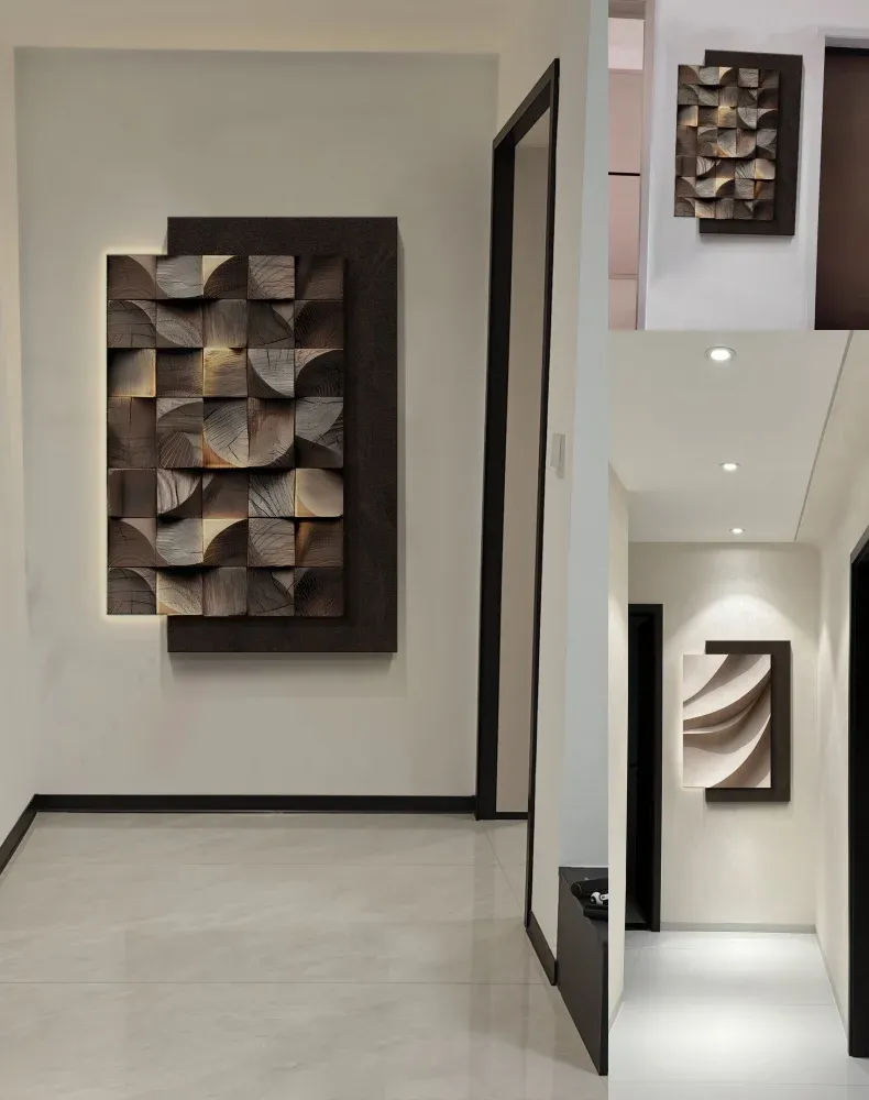 מנורת קיר גאומטרית תלת־ממדית בעיצוב אדריכלי