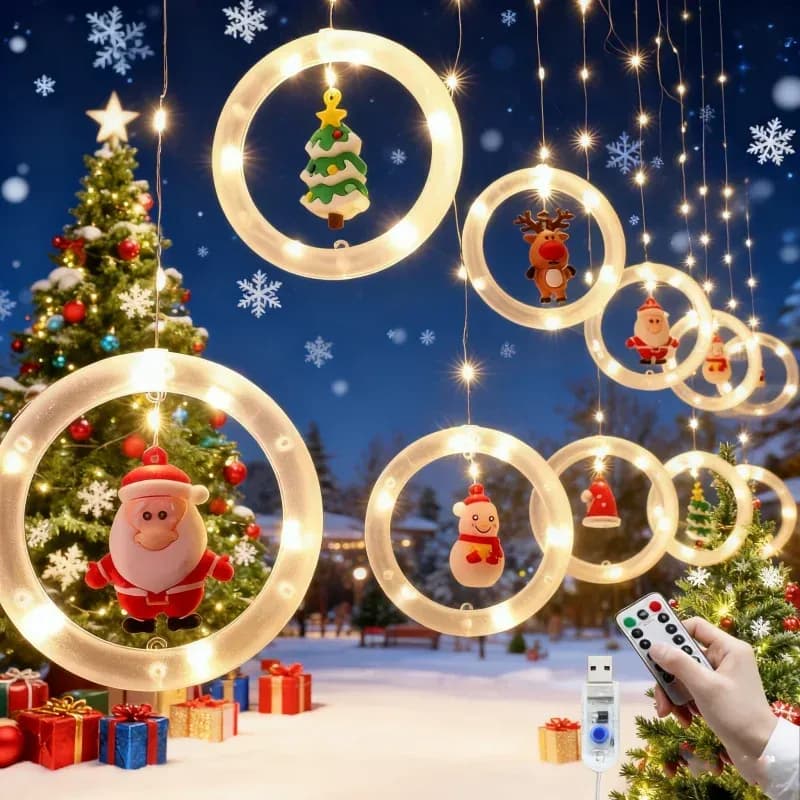 וילון אור חגיגי עם סנטה קלאוס