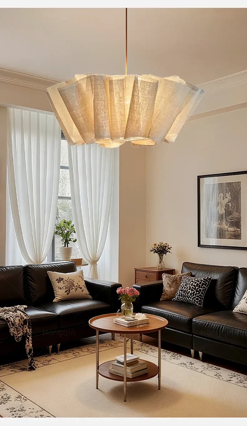 נברשת בד וואבי סאבי בעבודת יד עם תאורת לד