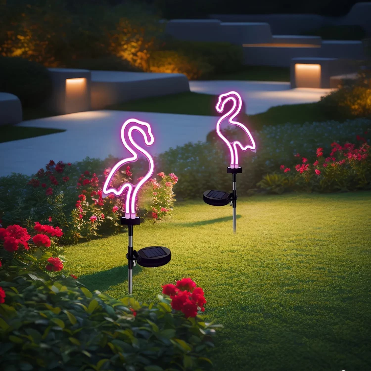 זוג יתדות תאורת שביל סולארית ניאון לגינה