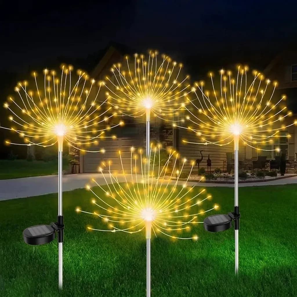 מנורת זיקוקים סולארית לגינה עם 200 לדים