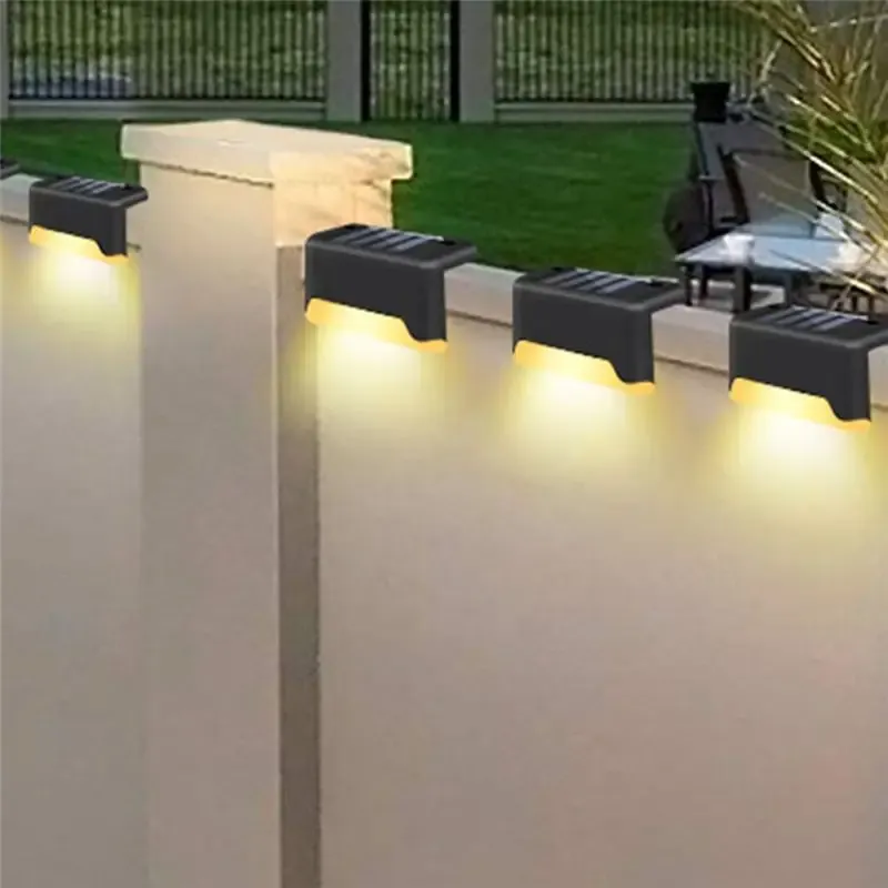 סט תאורת מדרגות סולארית חמה לגינה ולגדר