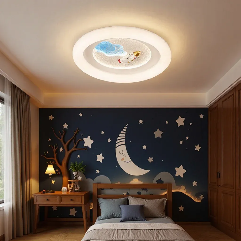 מנורת תקרה חלל רקטה ואסטרונאוט לד לחדר ילדים