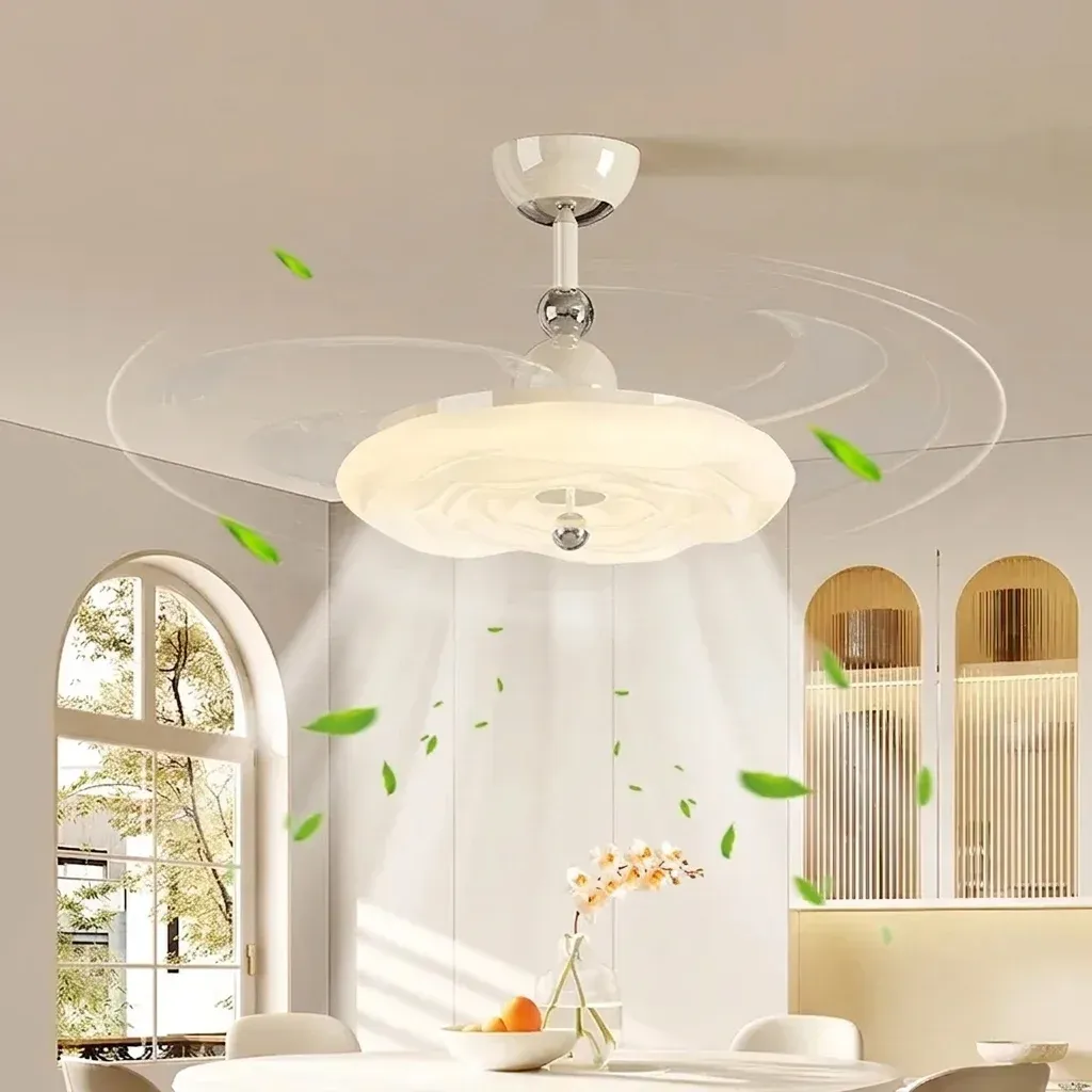 מאוורר תקרה ענן לד לבן עם שלט