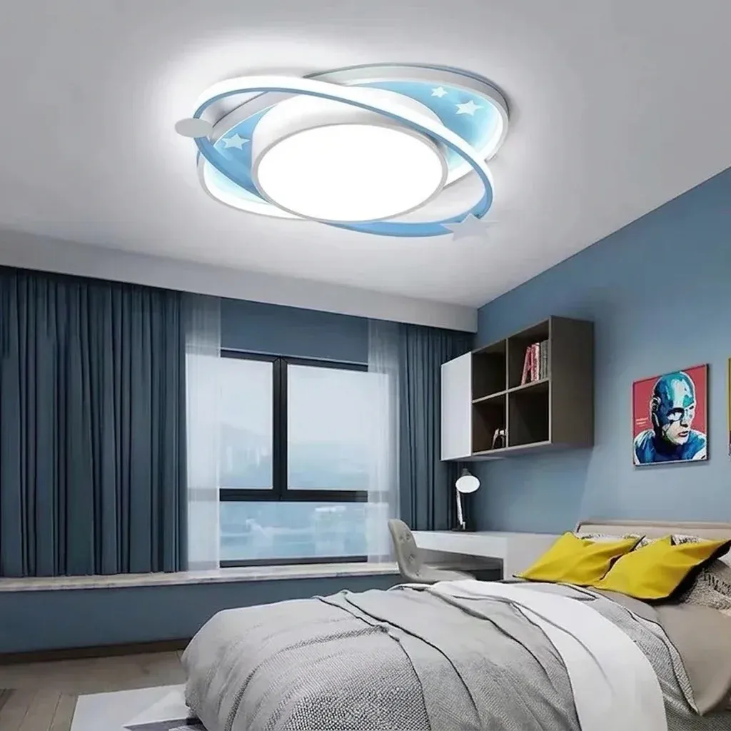 מנורת תקרה חלל כחולה עם טבעות