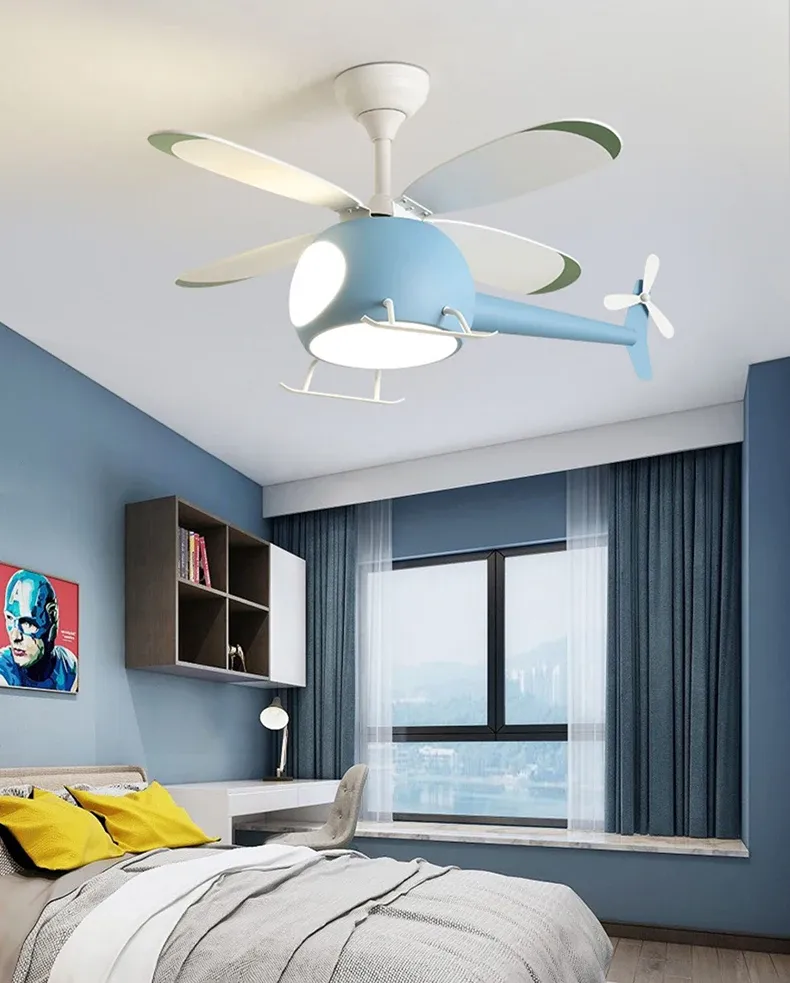 מאוורר תקרה מסוק צבעוני לד לחדר ילדים