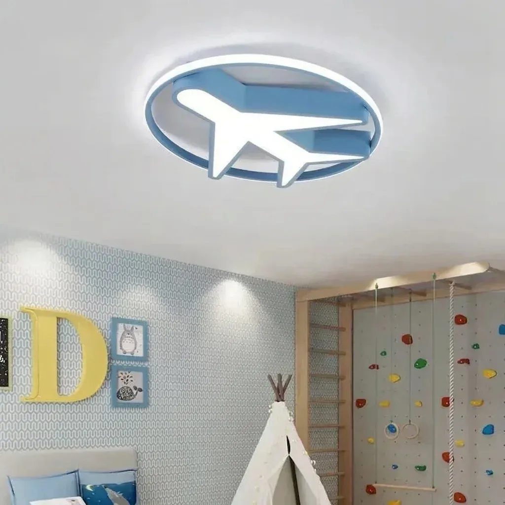 מנורת תקרה מטוס תכלת לחדר ילדים