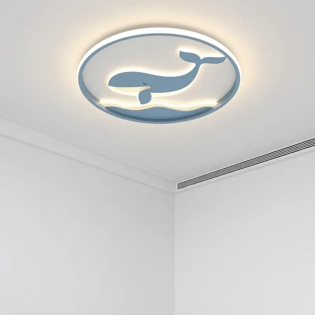 מנורת תקרה כחולה בצורת לווייתן לילדים