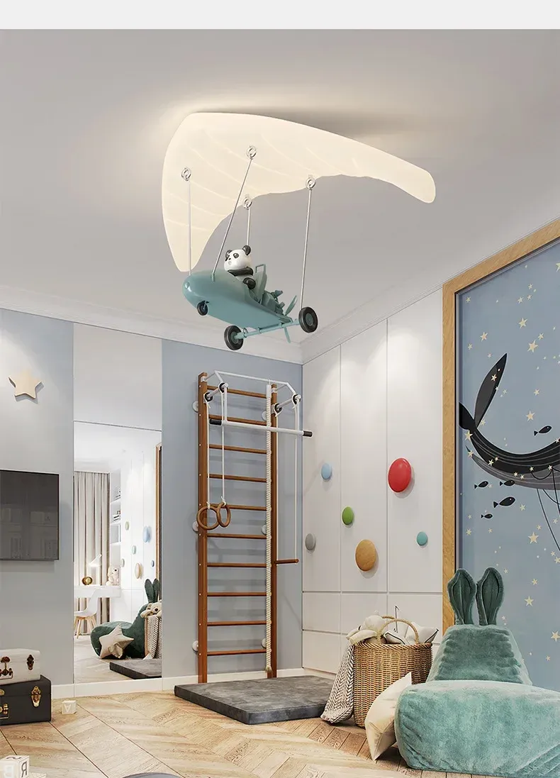 מנורת תקרה פנדה במצנח בגוון חם לחדר ילדים