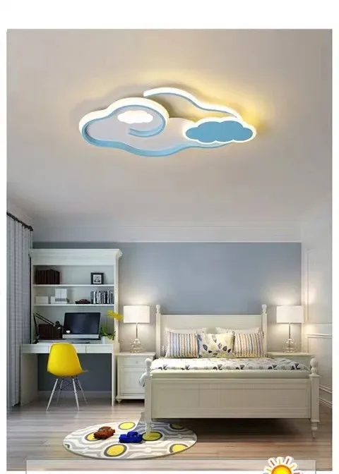 מנורת תקרה ענן כחול לד דימרית לחדר ילדים