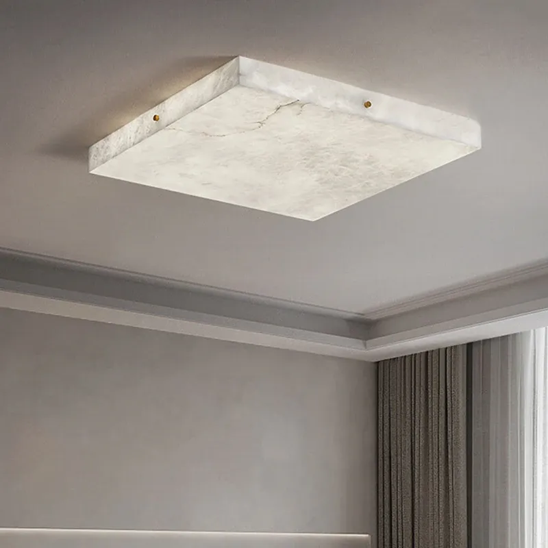 מנורת תקרה מרובעת נחושת ושיש לחללים אינטימיים