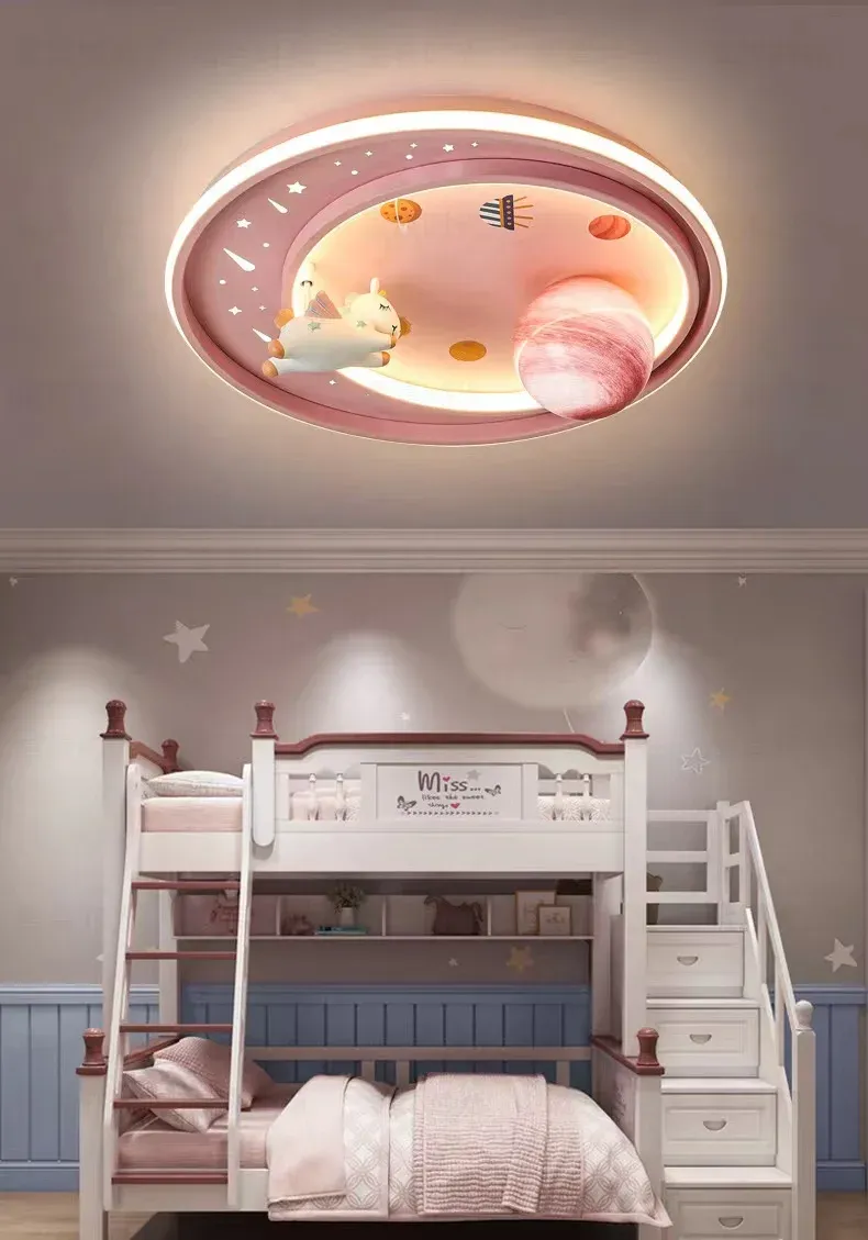 מנורת תקרה פגסוס ורוד דימרית עם שלט לחדר ילדות