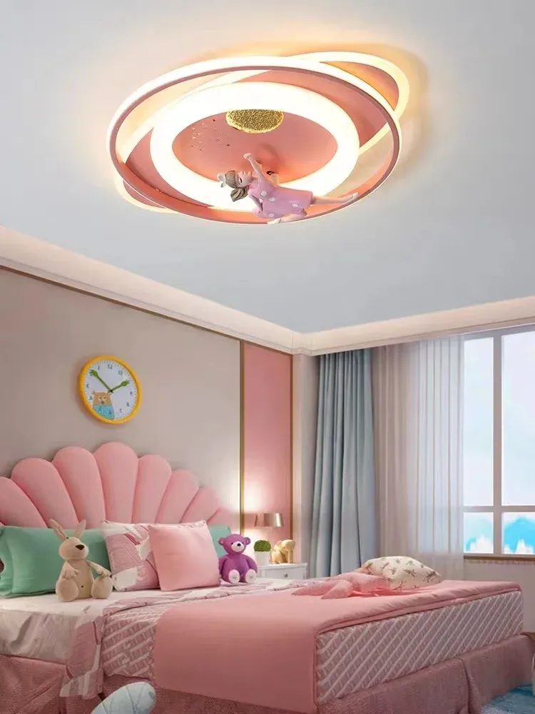 מנורת תקרה נסיכת חלל ורודה דימרית עם שלט