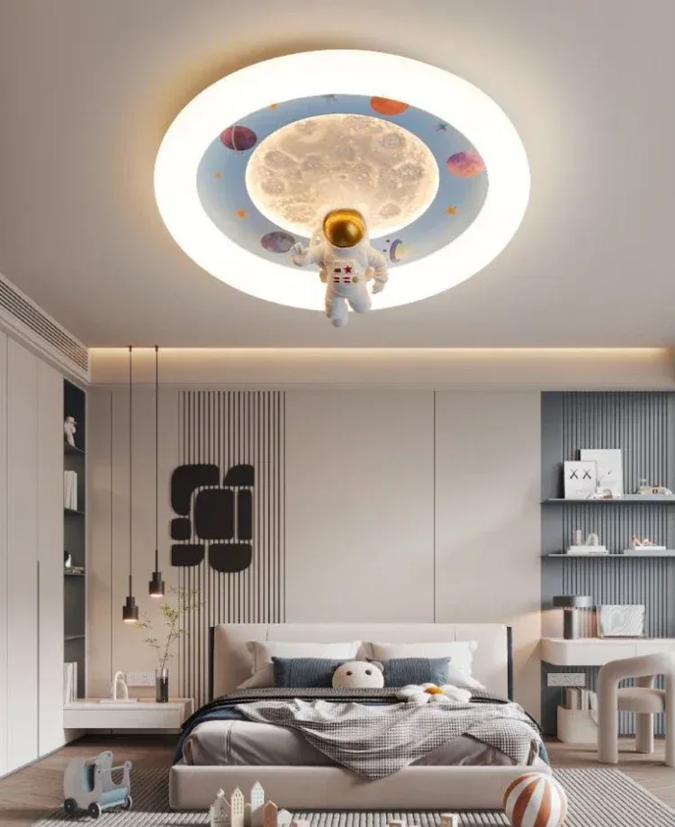 מנורת תקרה אסטרונאוט ירח לד לחדר ילדים