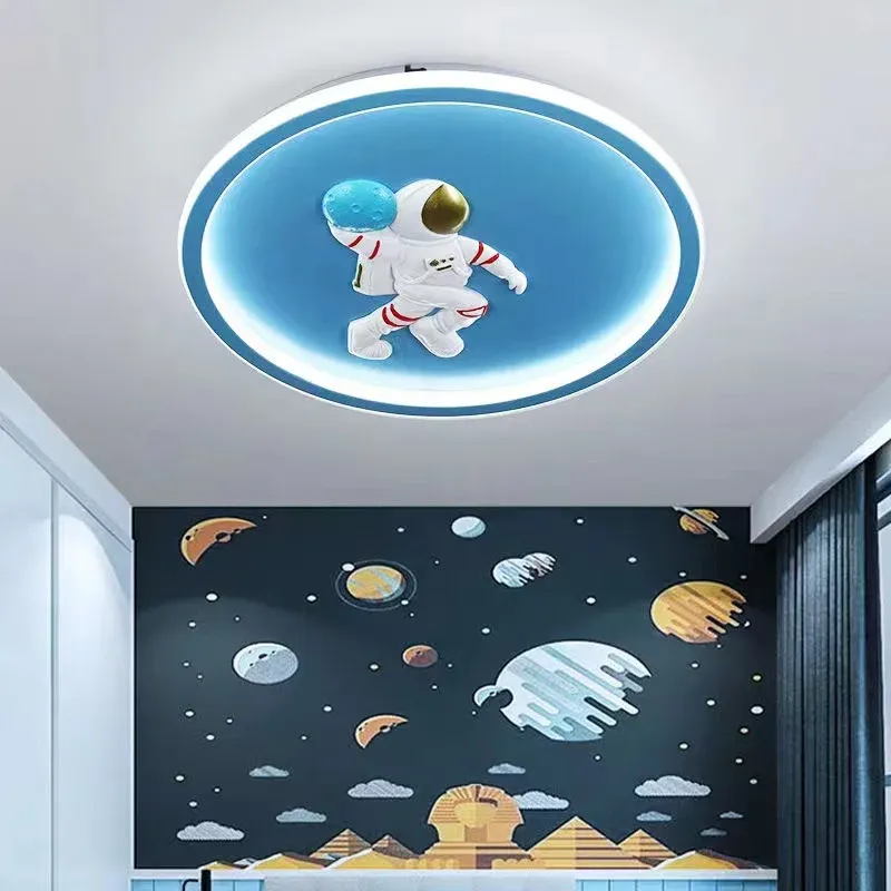 מנורת תקרה אסטרונאוט חלל כחולה דימרית לחדר ילדים