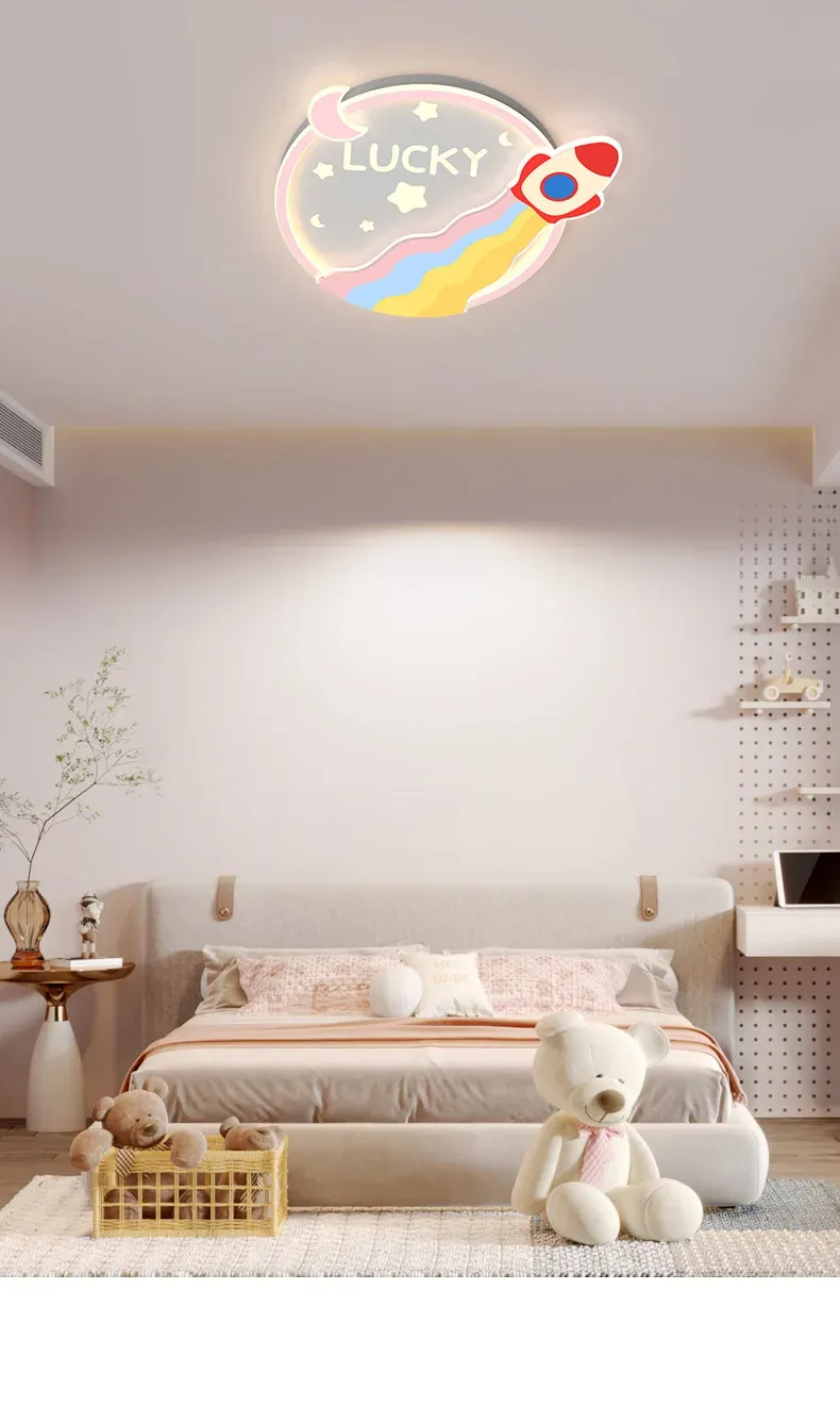 מנורת תקרה רקטה כחולה לדימר לחדר ילדים