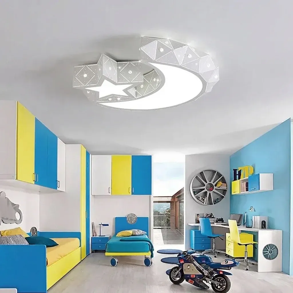 מנורת תקרה ירח וכוכב לחדר ילדים