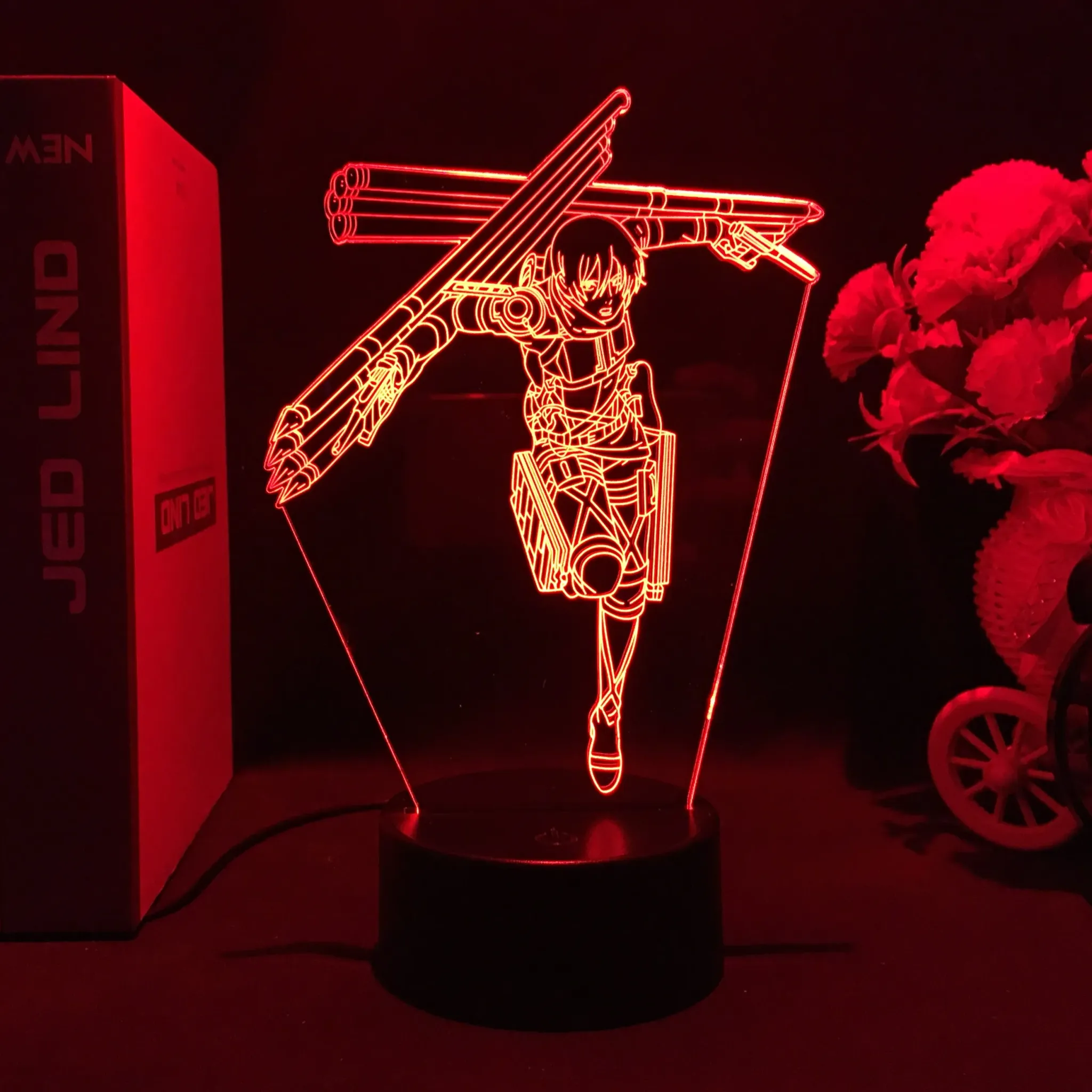 מנורת לילה תלת ממד מיקאסה וארן עם שלט ו16 גוונים