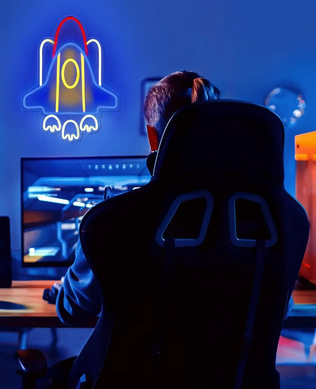 שלט ניאון לד רקטה בחיבור יו אס בי לחדר ילדים