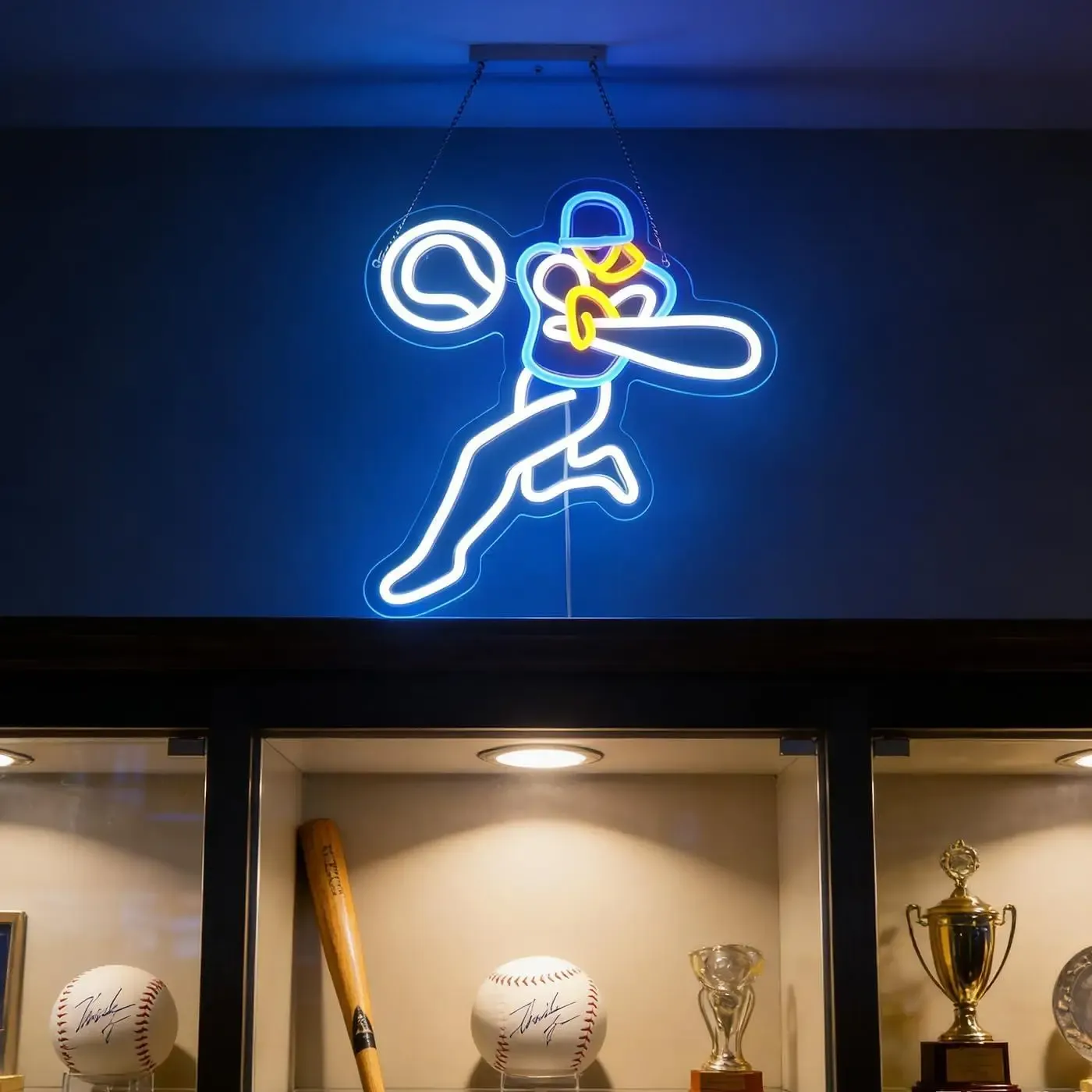 שלט ניאון לד כדור בייסבול דימרי בחיבור יו אס בי